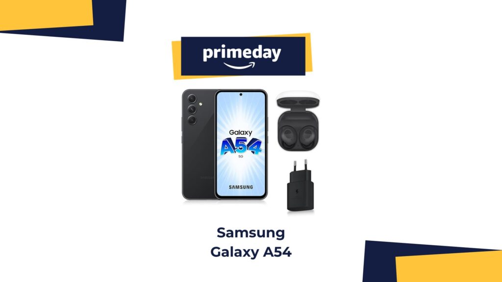 Pour les Prime Day, Amazon propose un pack intéressant avec le Galaxy A54 et les Buds 2 FE // Source : montage Numerama Pour les Prime Day, Amazon propose un pack intéressant avec le Galaxy A54 et les Buds 2 FE // Source : montage Numerama