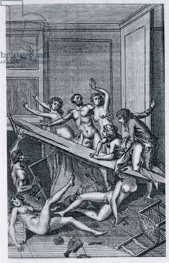Illustration du roman « Histoire de Juliette, ou les Prospérités du vice » du Marquis de Sade, attribuée à Claude Bornet // Source : Wikipédia Illustration du roman « Histoire de Juliette, ou les Prospérités du vice » du Marquis de Sade, attribuée à Claude Bornet // Source : Wikipédia