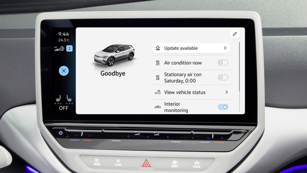 Infodivertissement Volkswagen avec mise à jour Over the Air // Source : Volkswagen Infodivertissement Volkswagen avec mise à jour Over the Air // Source : Volkswagen
