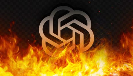Le logo d'OpenAI, en feu. // Source : Numerama