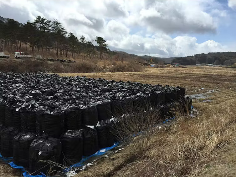 La couche superficielle des terres agricoles a été retirée et a été stockée dans des sacs en attendant son évacuation vers des sites de stockage temporaires, en 2014 // Source : Olivier Evrard La couche superficielle des terres agricoles a été retirée et a été stockée dans des sacs en attendant son évacuation vers des sites de stockage temporaires, en 2014 // Source : Olivier Evrard
