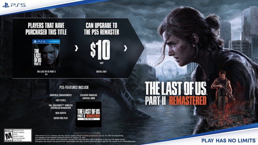 Mise à niveau pour The Last of Us Part II Remastered // Source : Sony Mise à niveau pour The Last of Us Part II Remastered // Source : Sony