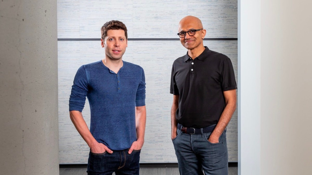 Sam Altman, directeur d'OpenAI, et Satya Nadella, directeur de Microsoft. // Source : Microsoft Sam Altman, directeur d'OpenAI, et Satya Nadella, directeur de Microsoft. // Source : Microsoft