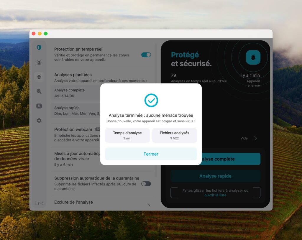 L’antivirus de Surfshark offre plusieurs options d’analyse. // Source : Capture d'écran L’antivirus de Surfshark offre plusieurs options d’analyse. // Source : Capture d'écran
