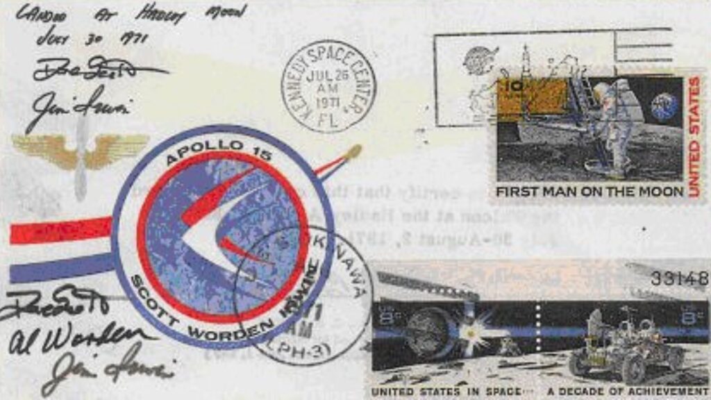 Une des enveloppes du scandale. // Source : Wikimedia/CC/The Flown Apollo 15 Sieger Covers