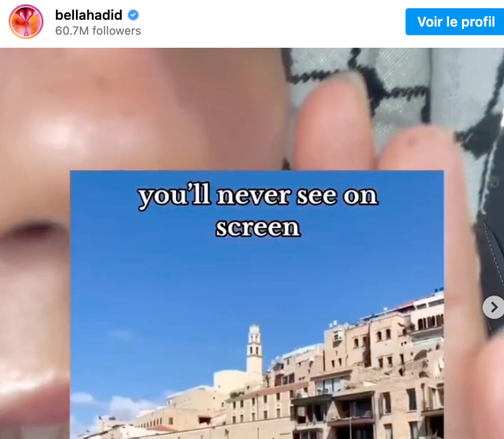 La mannequin a affiché son soutien à la Palestine sur Instagram. // Source : Instagram La mannequin a affiché son soutien à la Palestine sur Instagram. // Source : Instagram