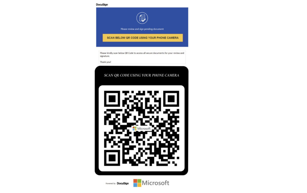 Un exemple de QR code envoyé par les cybercriminels. // Source : Sekoia Un exemple de QR code envoyé par les cybercriminels. // Source : Sekoia