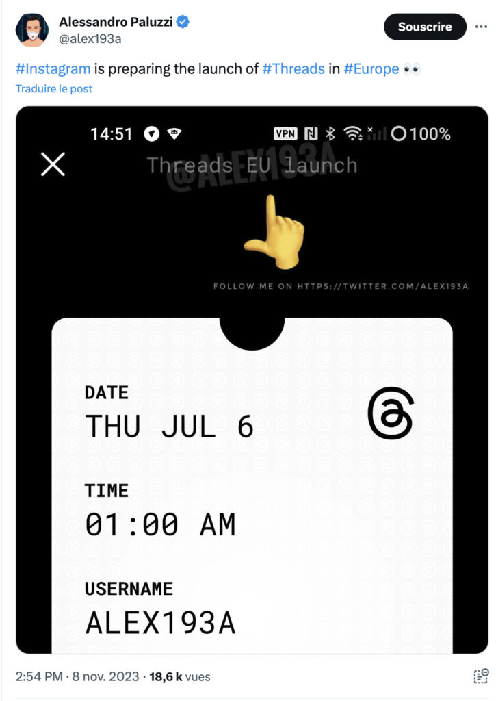La carte qui annonçait le lancement de Threads commence à faire son retour, avec une mention EU launch. La carte qui annonçait le lancement de Threads commence à faire son retour, avec une mention EU launch.
