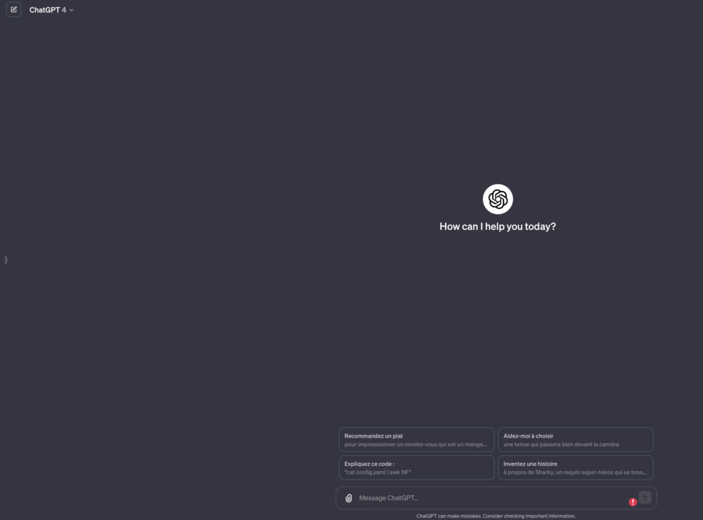 La nouvelle page d'accueil de ChatGPT. La nouvelle page d'accueil de ChatGPT.