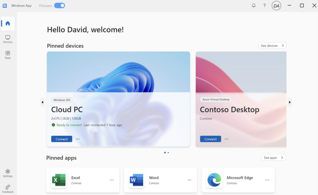 L'interface de l'application Windows sur un PC. // Source : Windows
