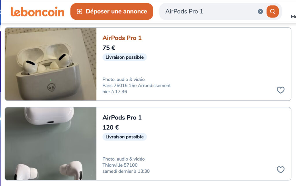 Autre fait curieux : il existe des AirPods sous les 110 euros sur Leboncoin. Le blocage n'est pas aussi strict qu'annoncé. Autre fait curieux : il existe des AirPods sous les 110 euros sur Leboncoin. Le blocage n'est pas aussi strict qu'annoncé.