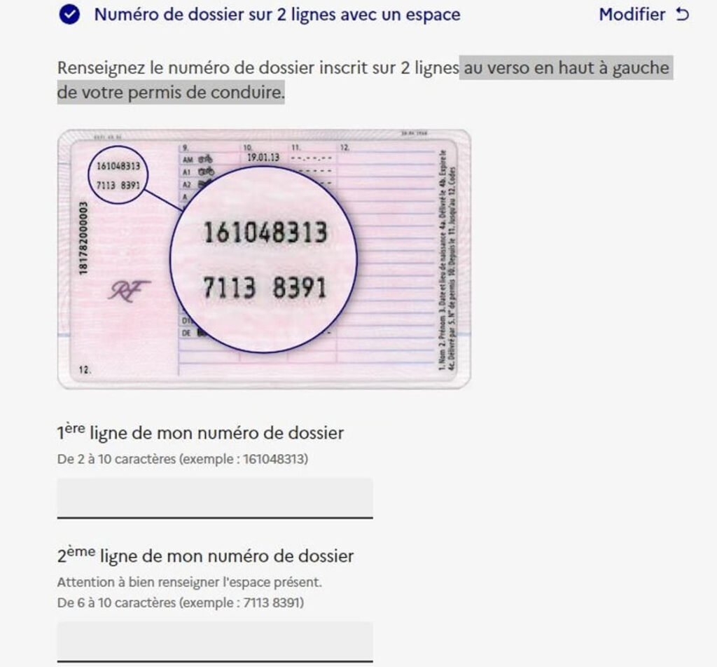 Dans le cas d'un permis au format carte, il faut insérer ces deux identifiants à l'arrière. Dans le cas d'un permis au format carte, il faut insérer ces deux identifiants à l'arrière.