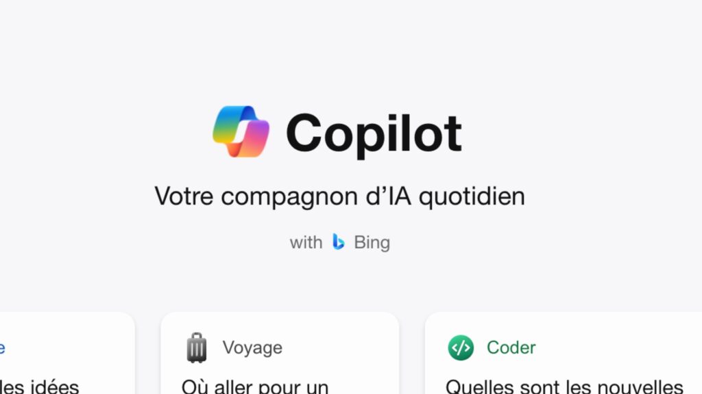 La nouvelle interface web de Copilot. // Source : Numerama La nouvelle interface web de Copilot. // Source : Numerama