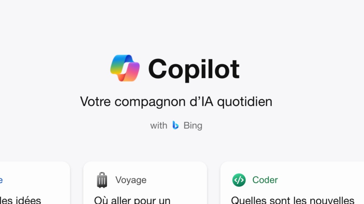 La nouvelle interface web de Copilot. // Source : Numerama La nouvelle interface web de Copilot. // Source : Numerama
