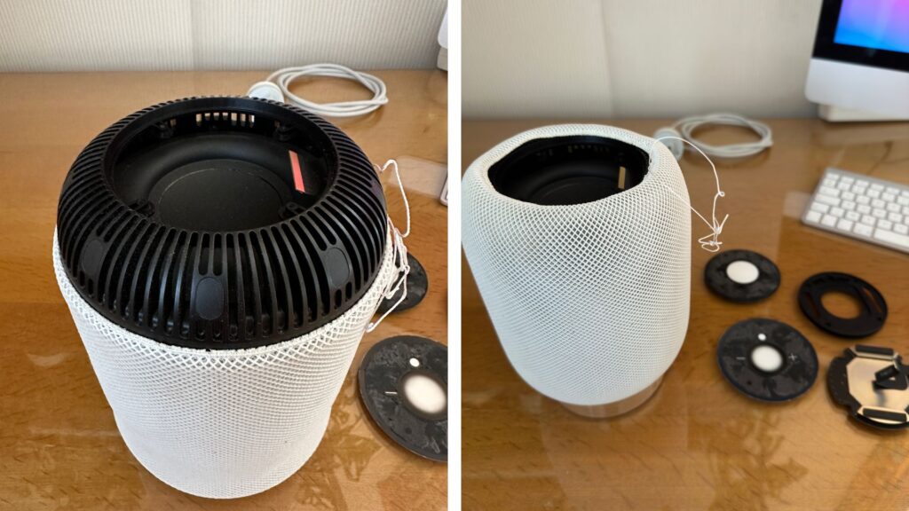 Mon HomePod en pleine opération de la dernière chance // Source : Donovan de Céladonie, réutilisation autorisée Mon HomePod en pleine opération de la dernière chance // Source : Donovan de Céladonie, réutilisation autorisée