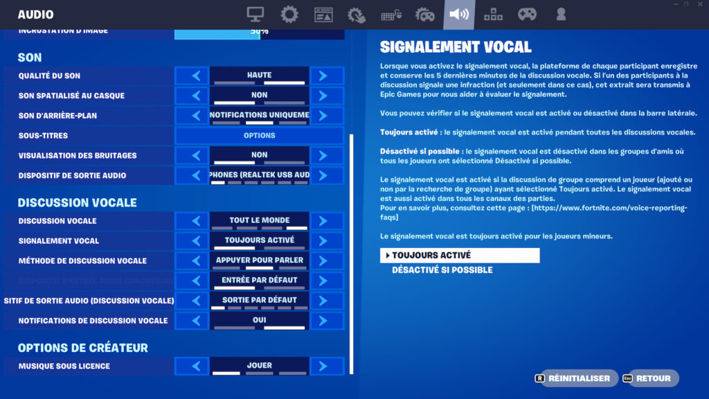 Signalement vocal dans Fortnite // Source : Epic Games Signalement vocal dans Fortnite // Source : Epic Games