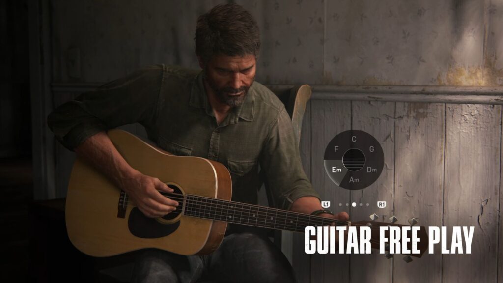 Guitar Free Play dans The Last of Us Part II Remastered // Source : Sony/Naughty Dog Guitar Free Play dans The Last of Us Part II Remastered // Source : Sony/Naughty Dog