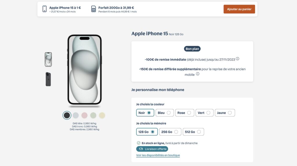 L'iPhone profite de 51% de remise avec le forfait 200 Go de Bouygues Telecom // Source : Bouygues Telecom L'iPhone profite de 51% de remise avec le forfait 200 Go de Bouygues Telecom // Source : Bouygues Telecom