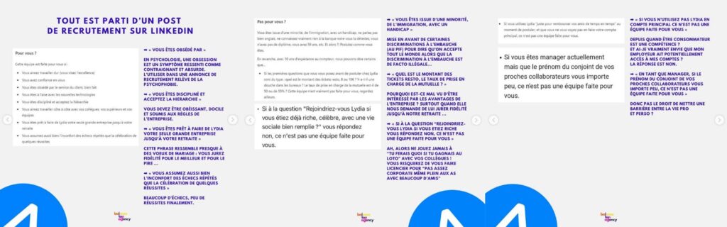 Des extraits de la publications de Balance ton Agency sur Lydia // Source : Balance ton Agency Des extraits de la publications de Balance ton Agency sur Lydia // Source : Balance ton Agency
