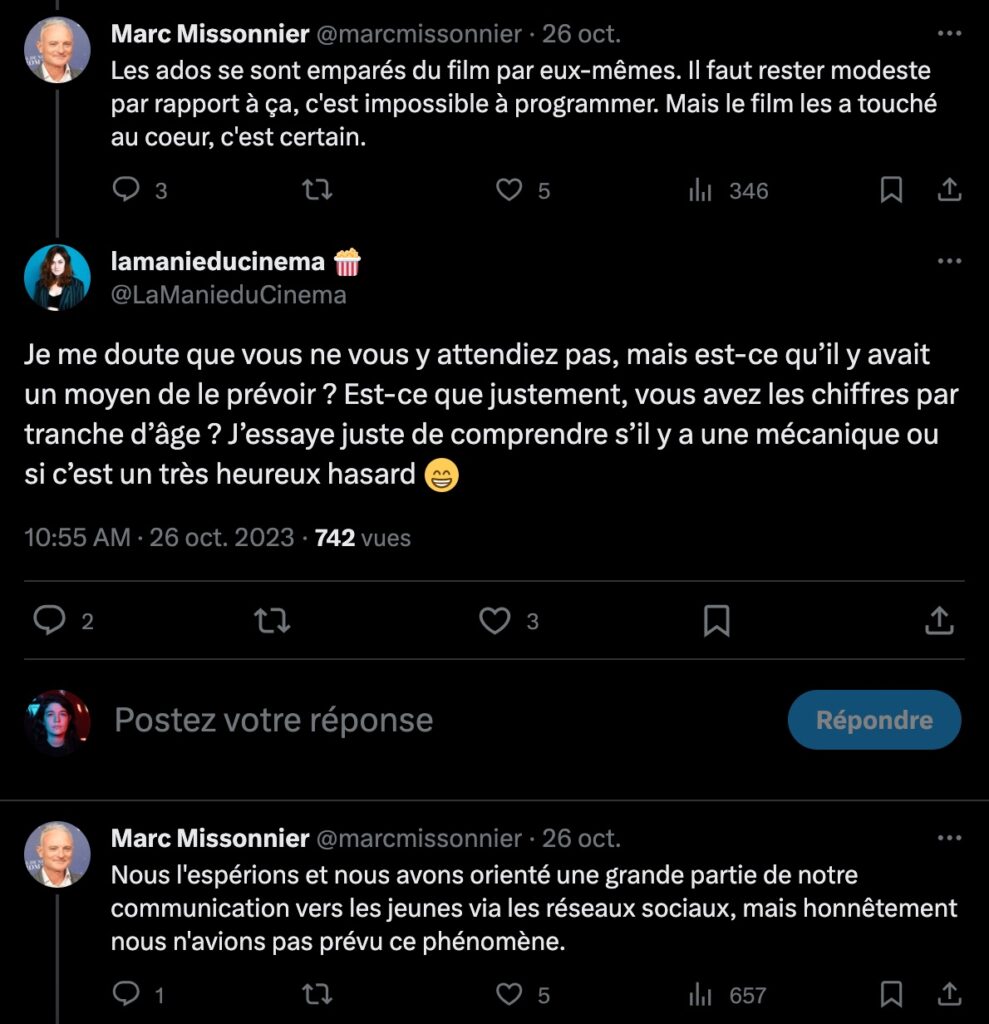 La réponse de Marc Missonnier sur X // Source : X / La Manie du Cinéma La réponse de Marc Missonnier sur X // Source : X / La Manie du Cinéma