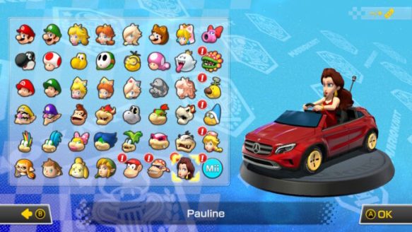 Tous les personnages proposées dans Mario Kart 8 Deluxe version 3.0. Il y a aussi des variants, comme les couleurs de Yoshi. Tous les personnages proposées dans Mario Kart 8 Deluxe version 3.0. Il y a aussi des variants, comme les couleurs de Yoshi.