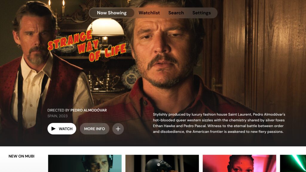Capture d'écran de MUBI sur tvOS. Capture d'écran de MUBI sur tvOS.