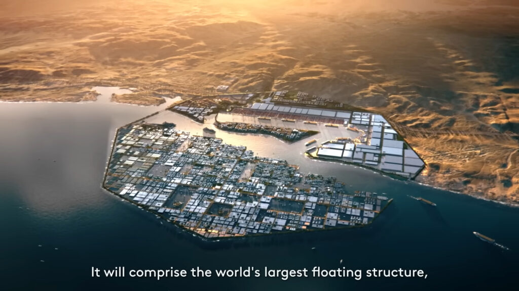 À la fin de sa construction, Oxagon doit ressembler à ça // Source : Neom / YouTube À la fin de sa construction, Oxagon doit ressembler à ça // Source : Neom / YouTube