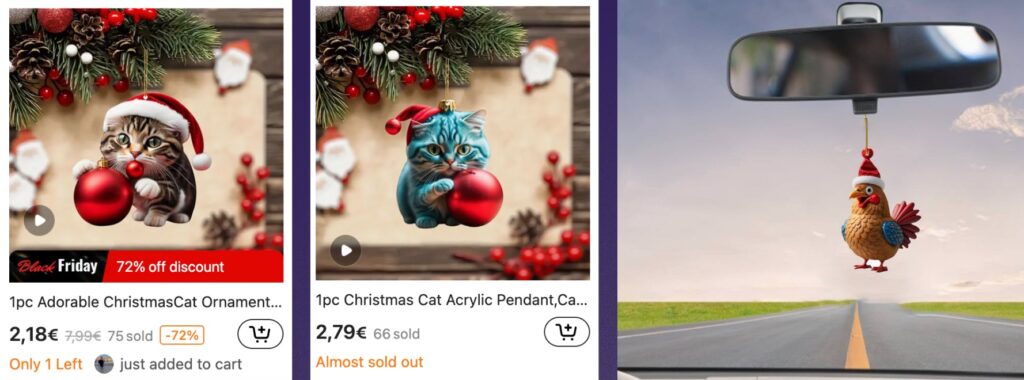 Des photos réalisées par IA, utilisées pour vendre des objets sur Temu // Source : Capture d'écran Numerama Des photos réalisées par IA, utilisées pour vendre des objets sur Temu // Source : Capture d'écran Numerama