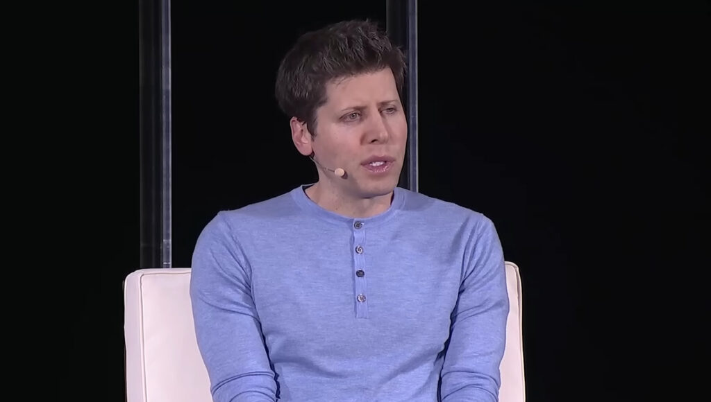 Sam Altman interviewé par le WSJ // Source : Screenshot YouTube/Wall Street Journal Sam Altman interviewé par le WSJ // Source : Screenshot YouTube/Wall Street Journal
