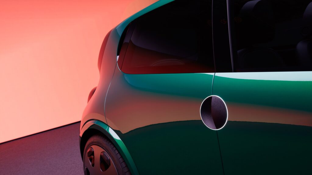 La fameuse poignée ronde (concept Twingo 2026) // Source : Renault La fameuse poignée ronde (concept Twingo 2026) // Source : Renault