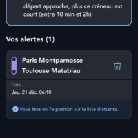 Votre position dans la liste d'attente est affichée ici. // Source : Capture d'écran SNCF Connect sur iOS Votre position dans la liste d'attente est affichée ici. // Source : Capture d'écran SNCF Connect sur iOS
