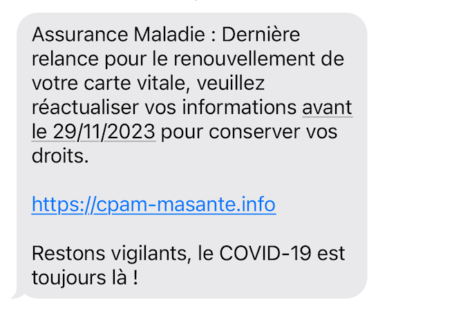Un SMS d'arnaque. // Source : Numerama Un SMS d'arnaque. // Source : Numerama