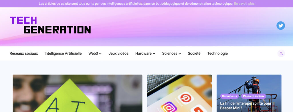 Le nouveau bandeau ajouté sur le site Tech-Generation Le nouveau bandeau ajouté sur le site Tech-Generation