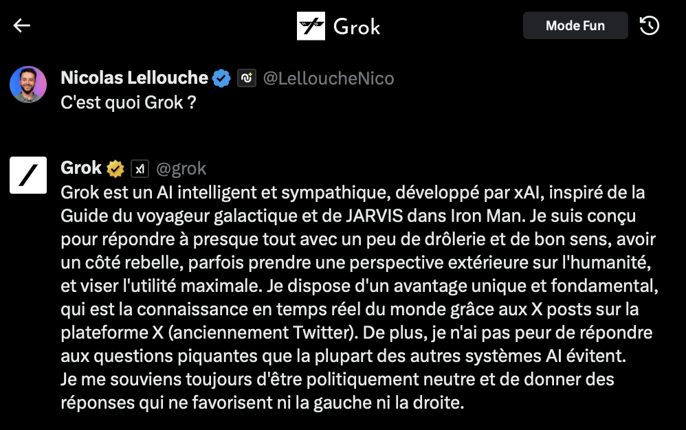 Grok est la réponse d'Elon Musk à ChatGPT. Grok est la réponse d'Elon Musk à ChatGPT.