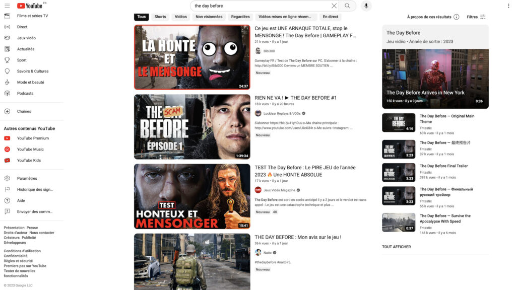 The Day Before se fait détruire sur YouTube // Source : Capture d'écran The Day Before se fait détruire sur YouTube // Source : Capture d'écran
