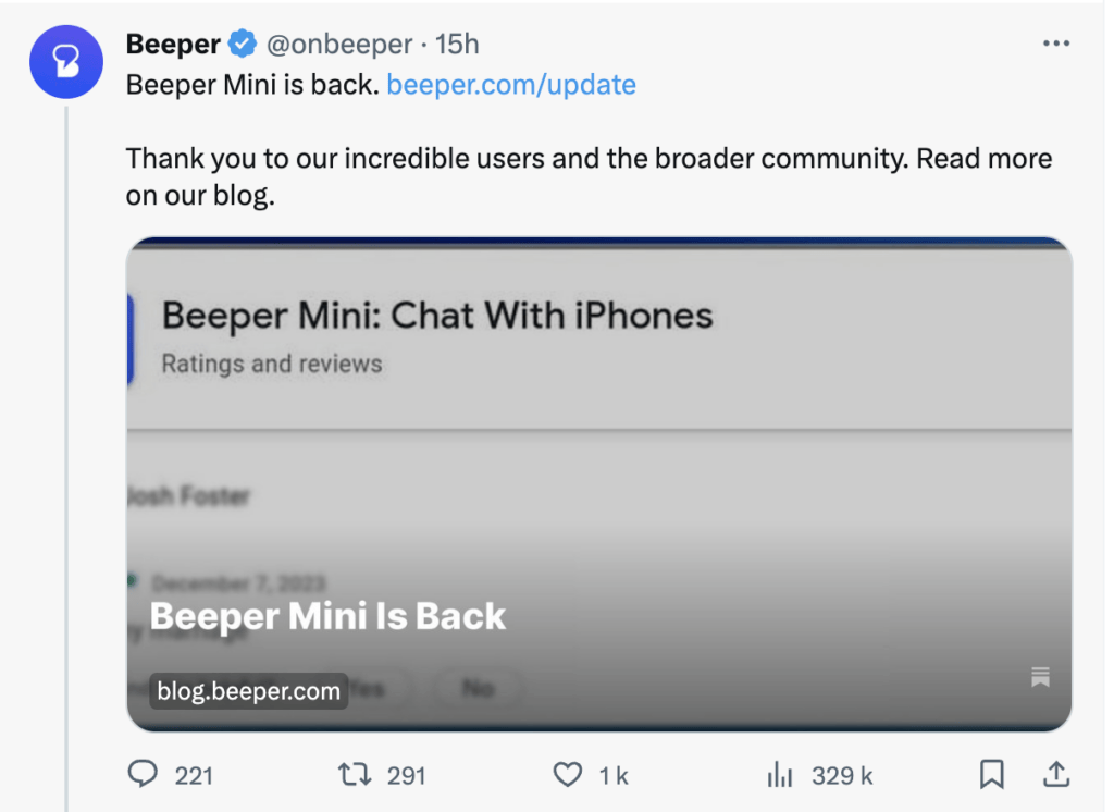 Beeper a rallumé Beeper Mini, mais pour combien de temps ? Beeper a rallumé Beeper Mini, mais pour combien de temps ?