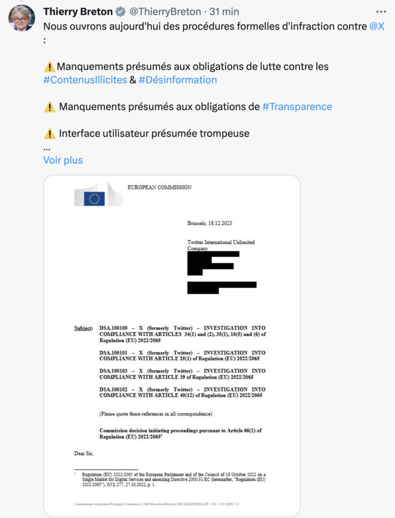 L'annonce de la poursuite par Thierre Breton. L'annonce de la poursuite par Thierre Breton.
