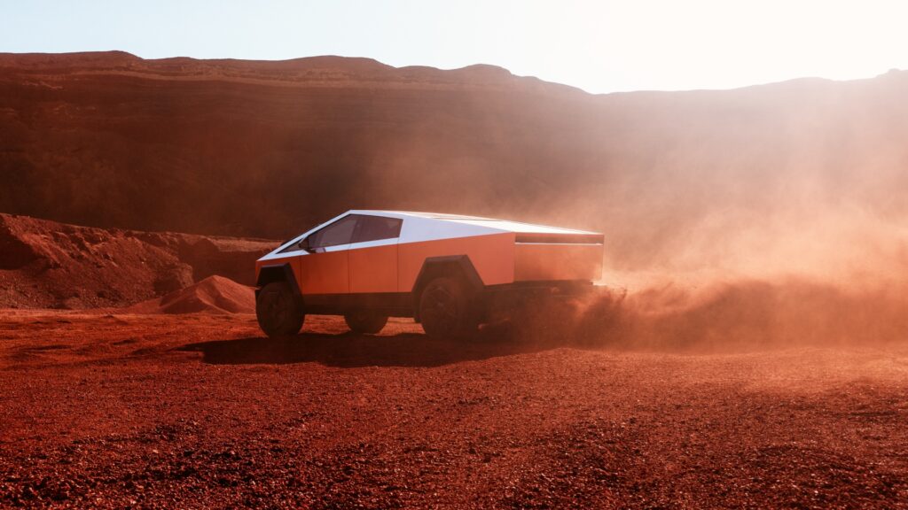 Le Tesla Cybertruck en off-road // Source : Tesla Le Tesla Cybertruck en off-road // Source : Tesla