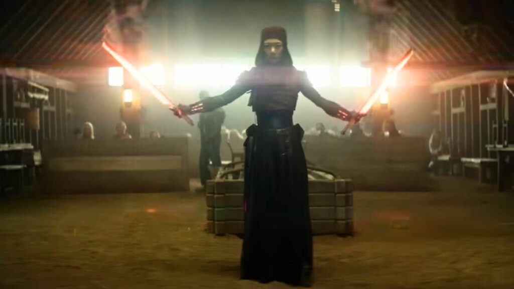 Les sabres de feu de Nemesis dans Rebel Moon. // Source : Netflix Les sabres de feu de Nemesis dans Rebel Moon. // Source : Netflix
