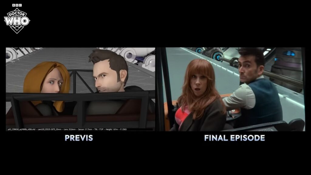 Les scènes ont été modélisées en animation 3D avant le tournage. // Source : BBC Les scènes ont été modélisées en animation 3D avant le tournage. // Source : BBC