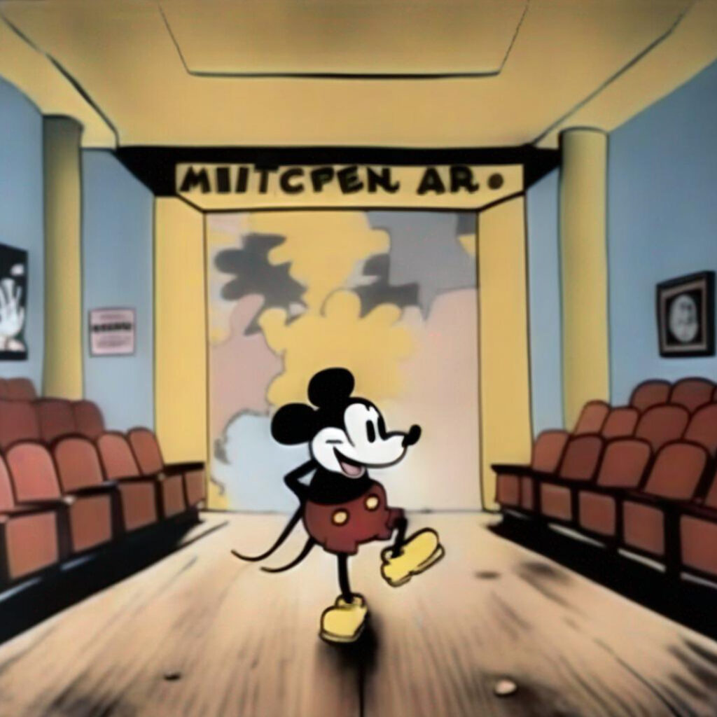 Mickey Mouse dans un cinéma // Source : Pierre-Carl Langlais Mickey Mouse dans un cinéma // Source : Pierre-Carl Langlais