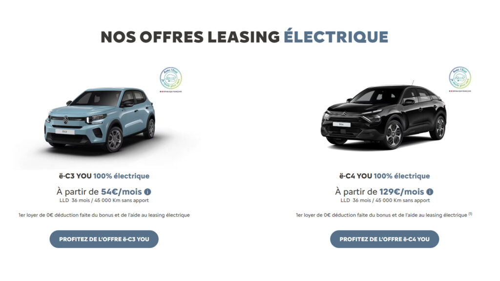 Leasing social chez Citroën // Source : Capture site Citroën Leasing social chez Citroën // Source : Capture site Citroën