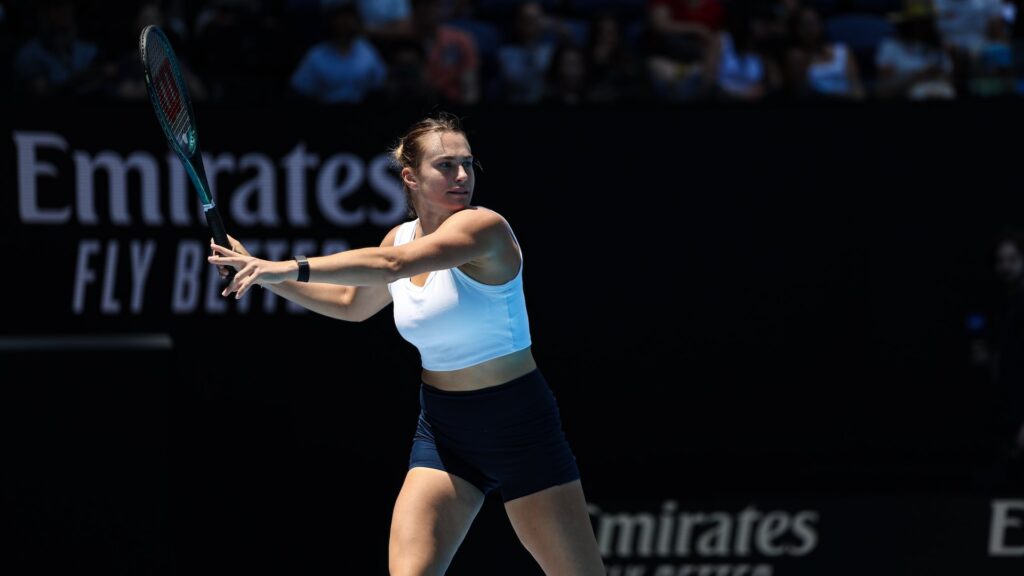 Aryna Sabalenka à l'Open d'Australie // Source : Twitter AO Aryna Sabalenka à l'Open d'Australie // Source : Twitter AO
