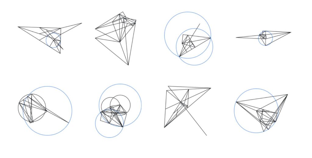 Des figures générées par les chercheurs de Google DeepMind pour entraîner AlphaGeometry // Source : Google Des figures générées par les chercheurs de Google DeepMind pour entraîner AlphaGeometry // Source : Google