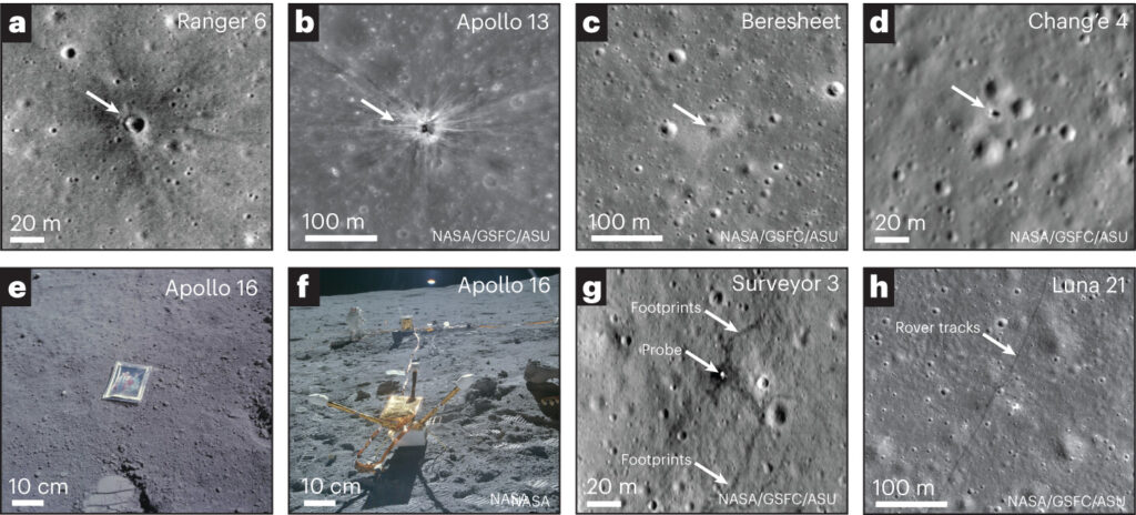 Impacts humains sur la Lune. // Source : Nasa / Carrousel Nature Geosciences Impacts humains sur la Lune. // Source : Nasa / Carrousel Nature Geosciences