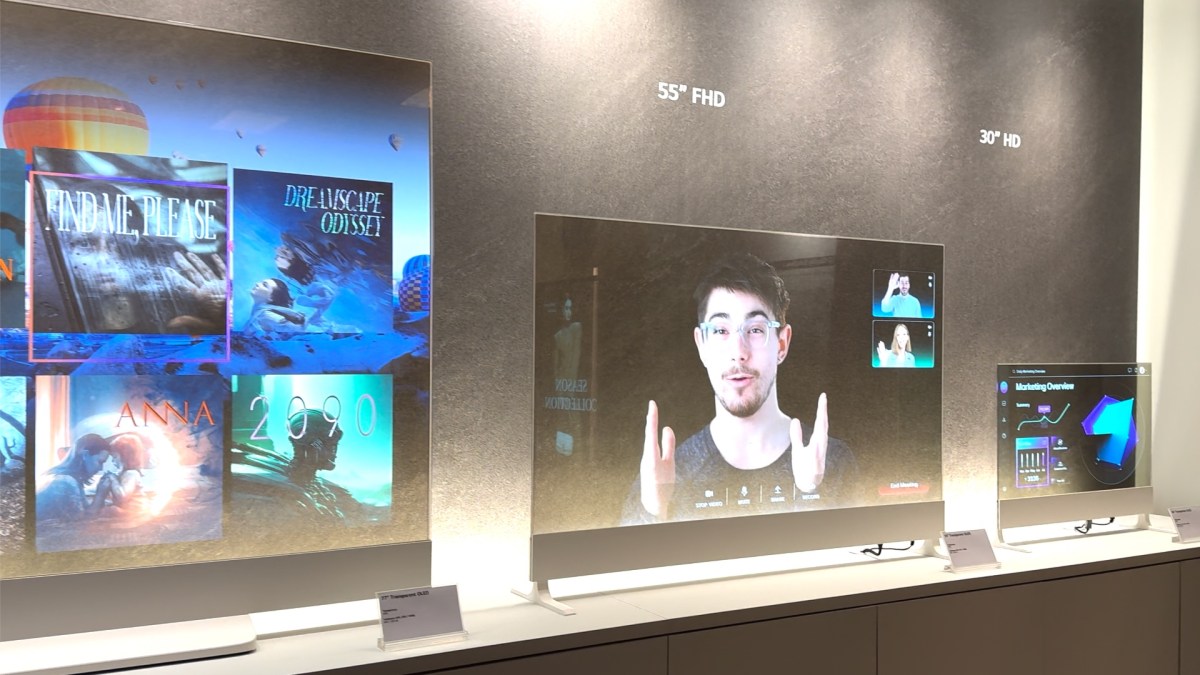 Les écrans transparents de LG Display sont déclinés en trois tailles. // Source : Numerama Les écrans transparents de LG Display sont déclinés en trois tailles. // Source : Numerama