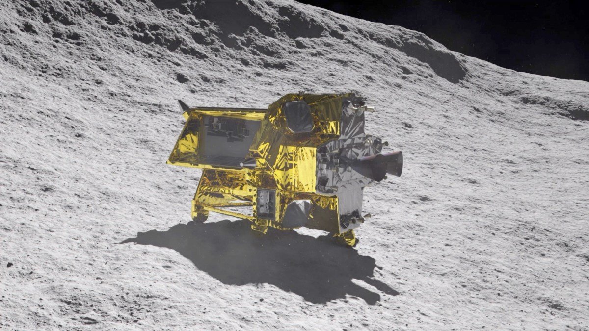 Vue d'artiste de SLIM sur la Lune. // Source : Jaxa Vue d'artiste de SLIM sur la Lune. // Source : Jaxa