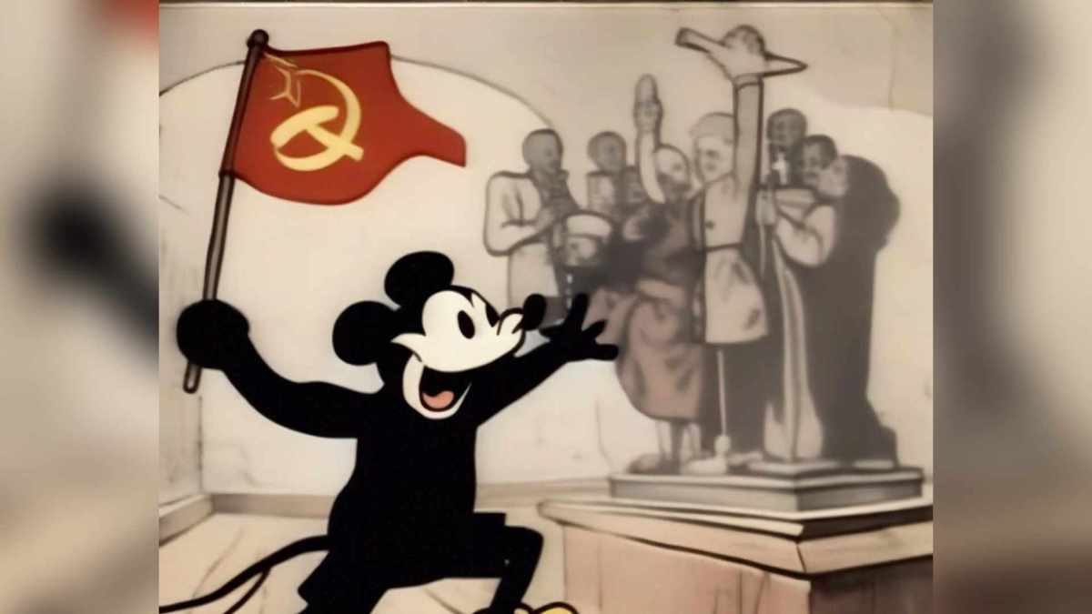 Avec l'IA, Steamboat Willie est devenu communiste // Source : Pierre-Carl Langlais Avec l'IA, Steamboat Willie est devenu communiste // Source : Pierre-Carl Langlais