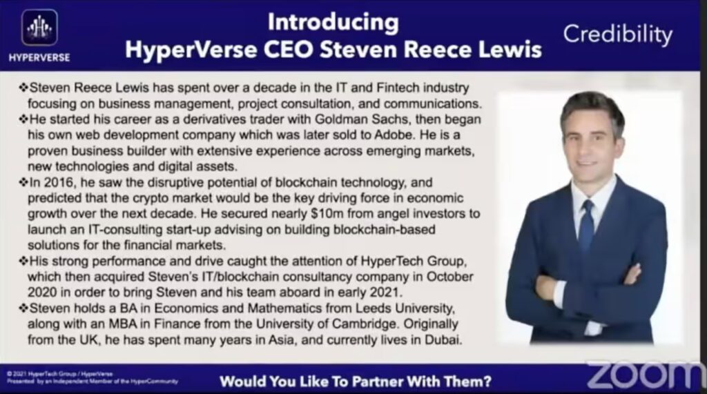 Le CV de Steven Reece Lewis une vidéo de présentation d'HyperVErse // Source : YouTube / Hyperians Le CV de Steven Reece Lewis une vidéo de présentation d'HyperVErse // Source : YouTube / Hyperians