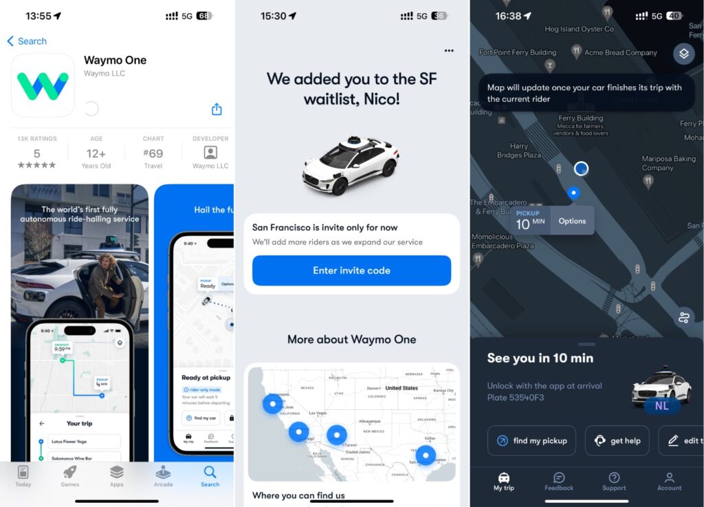 L'application Waymo ressemble à Uber. L'application Waymo ressemble à Uber.